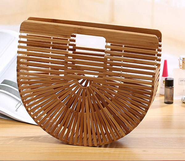 Dubkart Handbags Handmade Summer Bamboo Basket Straw Woven Tote Clutch Bag