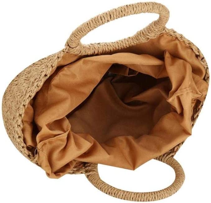 DubKart Handbags Handmade Summer Vintage Straw Bag Half Circle Purse