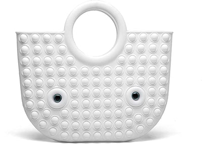Dubkart Handbags NC Women's Foldable Popit Stress Relief Tote Bag (White)