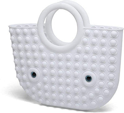 Dubkart Handbags NC Women's Foldable Popit Stress Relief Tote Bag (White)