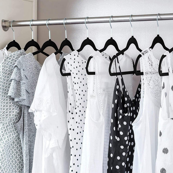 Dubkart Hangers 100 PCS Ultra Thin Non-Slip Velvet Suit Hangers Swivel Hook