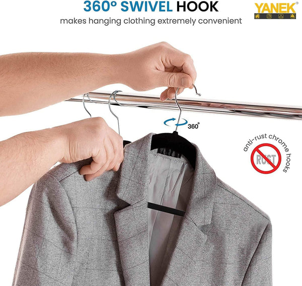 Dubkart Hangers 100 PCS Ultra Thin Non-Slip Velvet Suit Hangers Swivel Hook