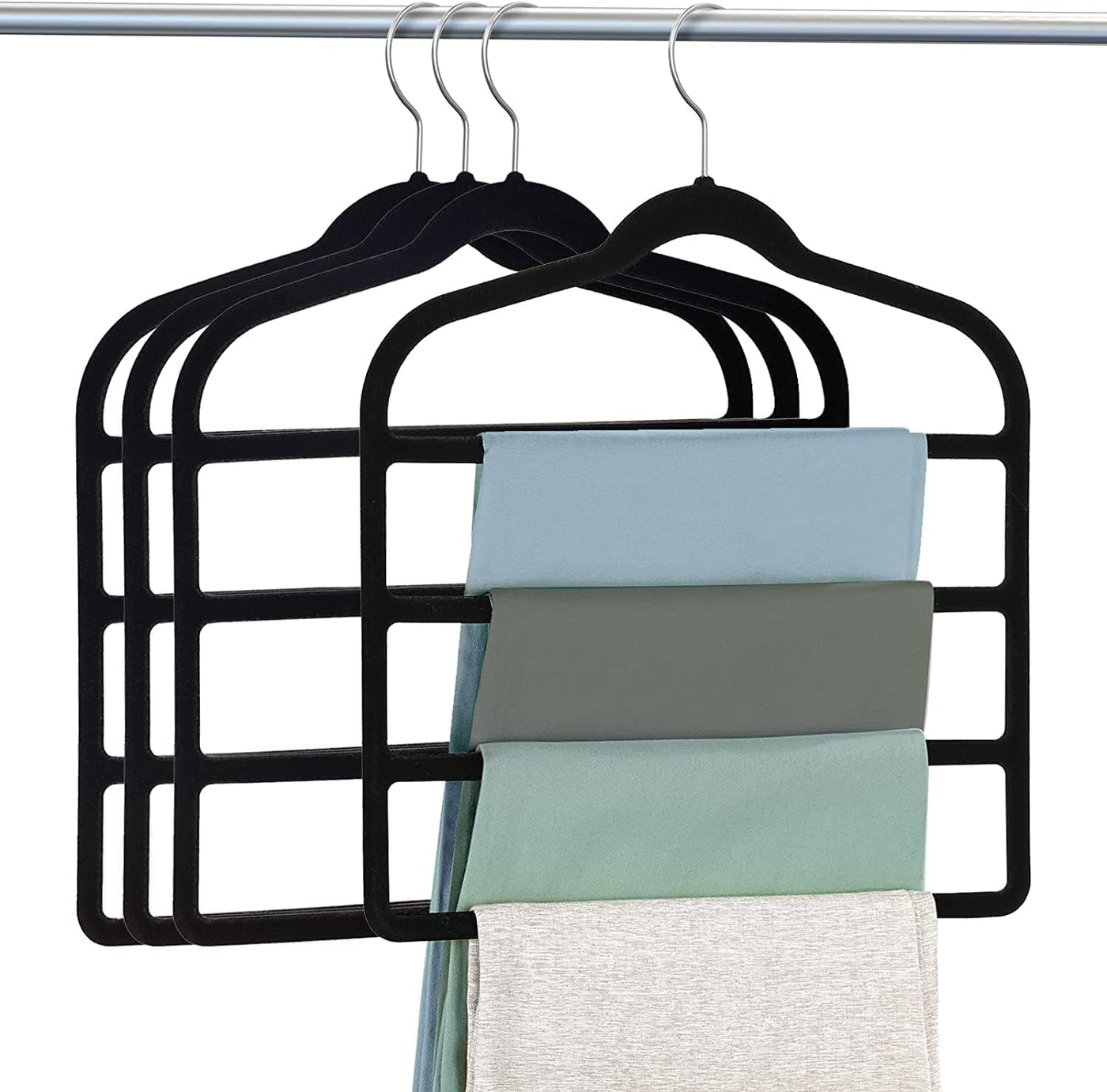 Dubkart Hangers 4 Pack Multi Layer Velvet Space Saving Clothes Hangers