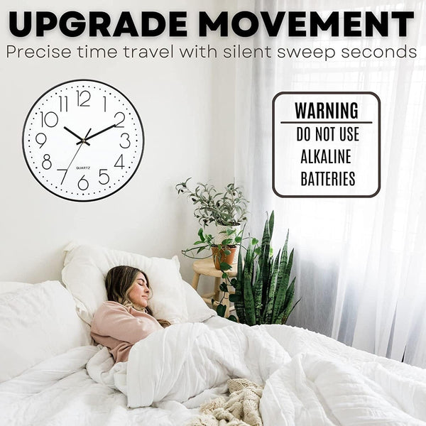 Dubkart Home decor 12 Inch Ultra-Quiet Simple Modern Wall Clock