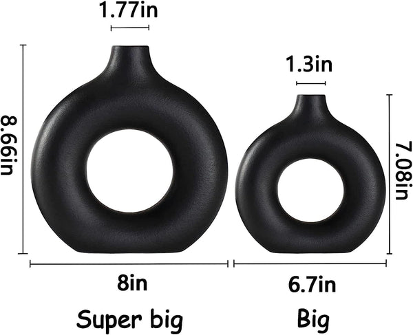 Dubkart Home decor 2 PCS Nordic Home Décor Ceramic Vase Set (Black)