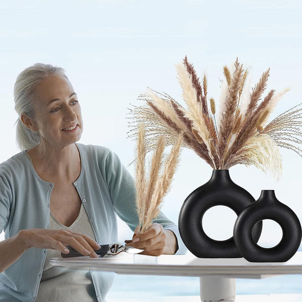 Dubkart Home decor 2 PCS Nordic Home Décor Ceramic Vase Set (Black)