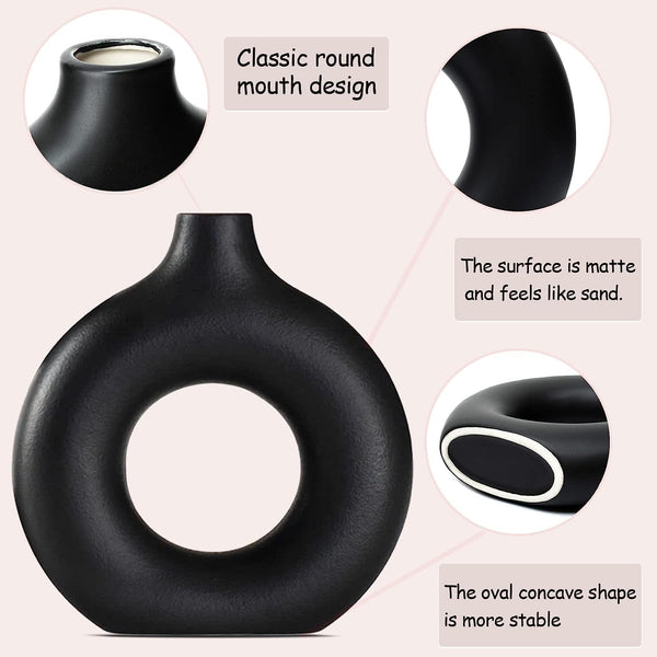 Dubkart Home decor 2 PCS Nordic Home Décor Ceramic Vase Set (Black)