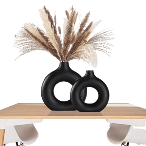 Dubkart Home decor 2 PCS Nordic Home Décor Ceramic Vase Set (Black)
