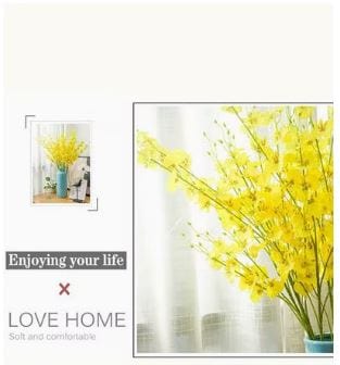 Dubkart Home decor 3 PCS Decorative Artificial Yellow Orchid Flower Plants