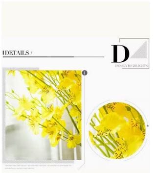 Dubkart Home decor 3 PCS Decorative Artificial Yellow Orchid Flower Plants