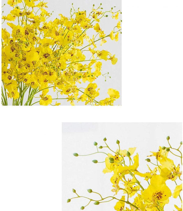 Dubkart Home decor 3 PCS Decorative Artificial Yellow Orchid Flower Plants