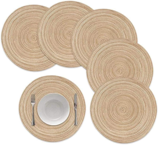 Dubkart Home decor 5 PCS Round Woven Braided Table Mats Set