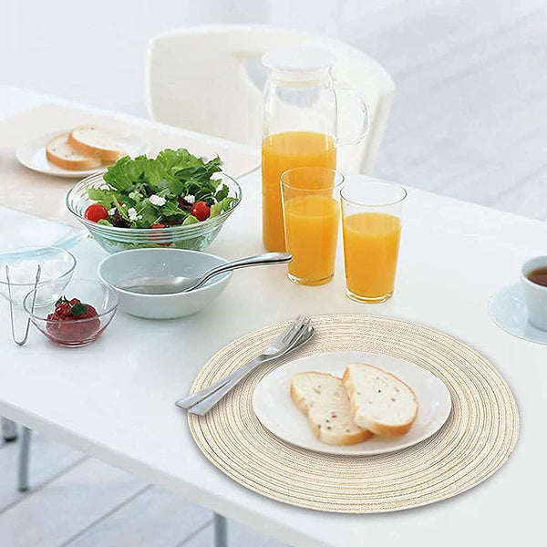 Dubkart Home decor 6 PCS Round Woven Dining Table Mats