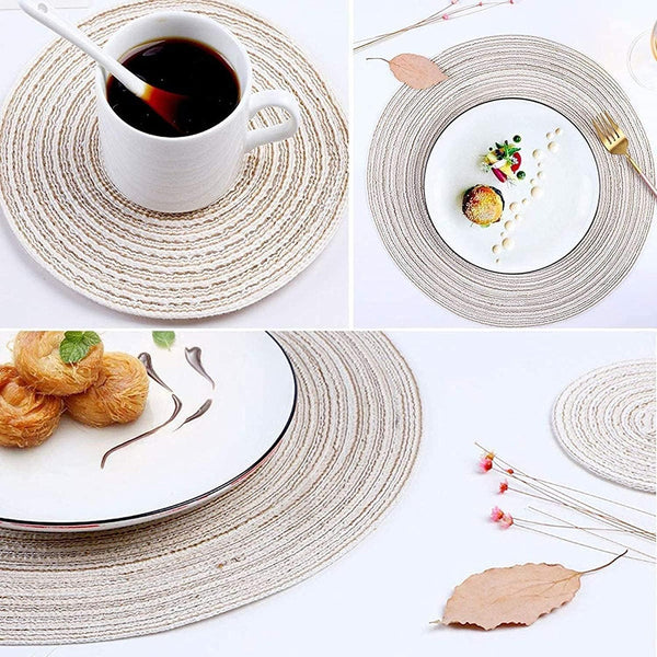 Dubkart Home decor 6 PCS Round Woven Dining Table Mats