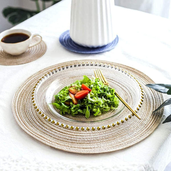 Dubkart Home decor 6 PCS Round Woven Dining Table Mats