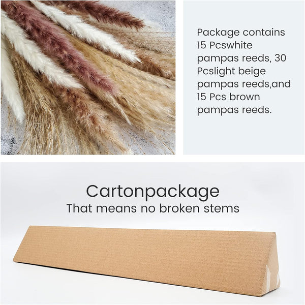 Dubkart Home decor 60 PCS Natural Dried Pampas Grass for Home Decor