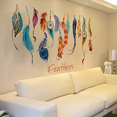 Dubkart Home decor Colorful Feathers Home Decor Wall Sticker