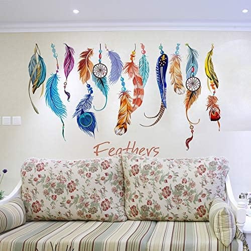 Dubkart Home decor Colorful Feathers Home Decor Wall Sticker