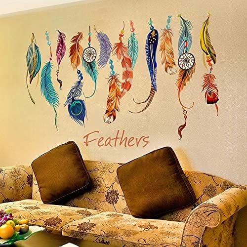 Dubkart Home decor Colorful Feathers Home Decor Wall Sticker