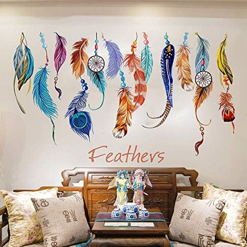 Dubkart Home decor Colorful Feathers Home Decor Wall Sticker