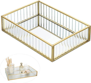 Dubkart Home decor Jewelry Perfume Makeup Organizer Glass Mirror Tray