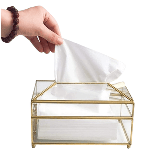 Dubkart Home decor Transparent Tissue Paper Box Holder (Gold)