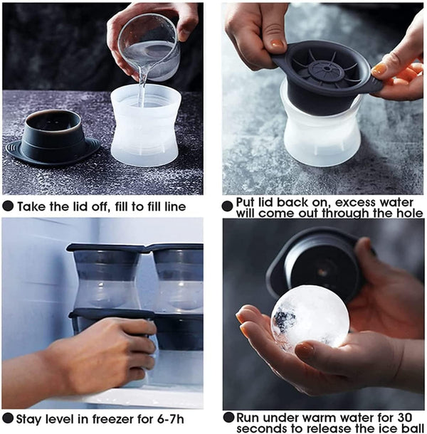 Dubkart Ice moulds 4 PCS Sphere Ice Cube Silicone Mold Cocktail Whiskey Drinks