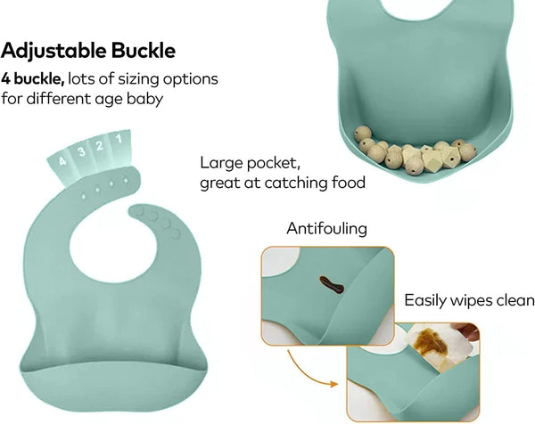 DubKart Infant Care 7 PCS Baby Self Feeding Set Silicone Led Weaning (Green)