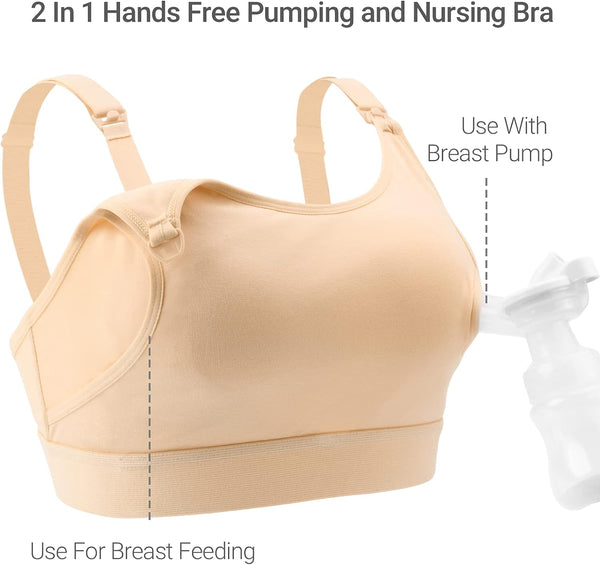Dubkart Infant Care Momcozy Hands Free Breastfeeding Pumping Bra (Skin, Medium)