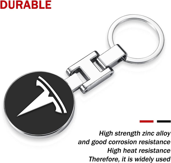 Dubkart Key chains Tesla Emblem Logo Keychain Pendant Key Ring (Red / Black)
