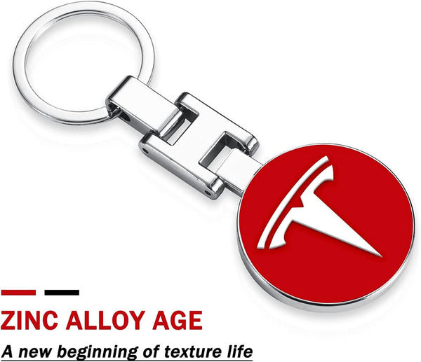 Dubkart Key chains Tesla Emblem Logo Keychain Pendant Key Ring (Red / Black)