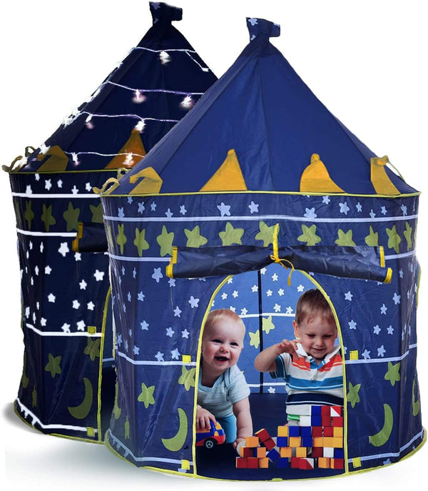 Dubkart Kids Stars Moon Play Tent Castle House (Blue / Pink)