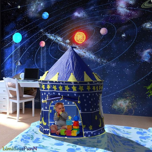 Dubkart Kids Stars Moon Play Tent Castle House (Blue / Pink)