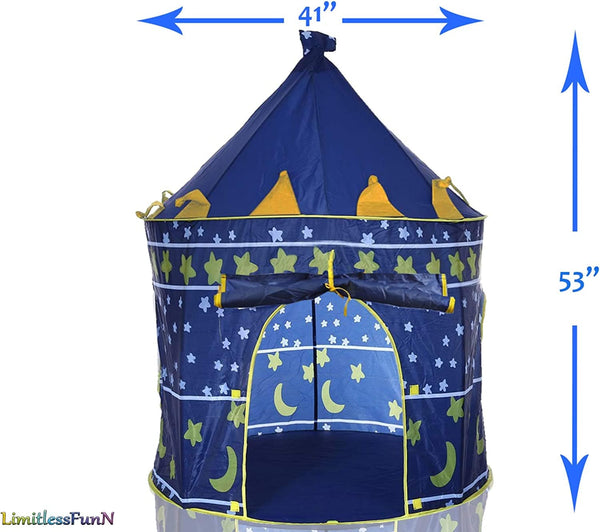 Dubkart Kids Stars Moon Play Tent Castle House (Blue / Pink)