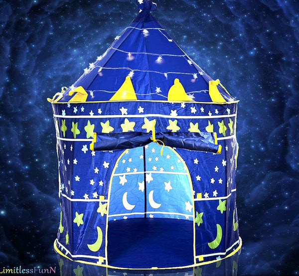 Dubkart Kids Stars Moon Play Tent Castle House (Blue / Pink)