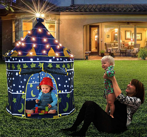 Dubkart Kids Stars Moon Play Tent Castle House (Blue / Pink)