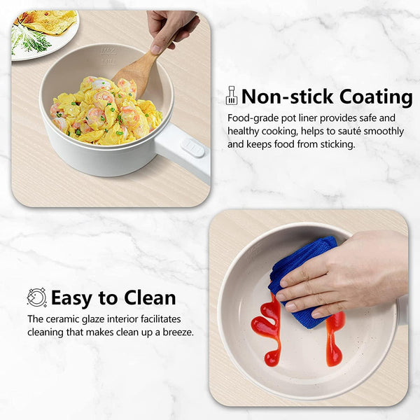 Dubkart Kitchen accessories 1.8L Non-Stick Electric Hot Pot with Steamer & Temperature Control