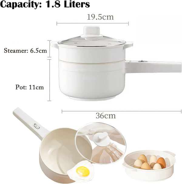 Dubkart Kitchen accessories 1.8L Non-Stick Electric Hot Pot with Steamer & Temperature Control