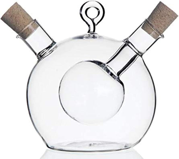 Dubkart Kitchen accessories 2 in 1 Double Oil Vinegar Glass Bottle Dual Outlet