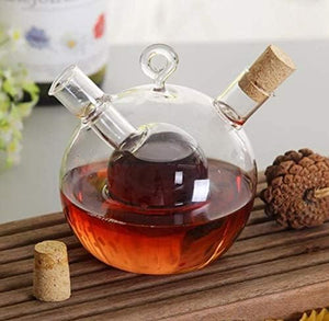 Dubkart Kitchen accessories 2 in 1 Double Oil Vinegar Glass Bottle Dual Outlet