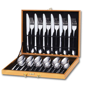 Dubkart Kitchen accessories 24 PCS Silverware Cutlery Flatware Set Wooden Box