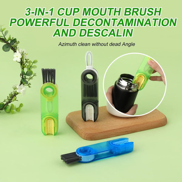 Dubkart Kitchen accessories 3 PCS Cleaning Brush 3in1 Set for Cups Lids Bottles