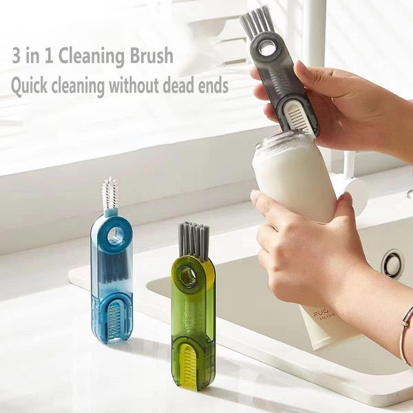 Dubkart Kitchen accessories 3 PCS Cleaning Brush 3in1 Set for Cups Lids Bottles