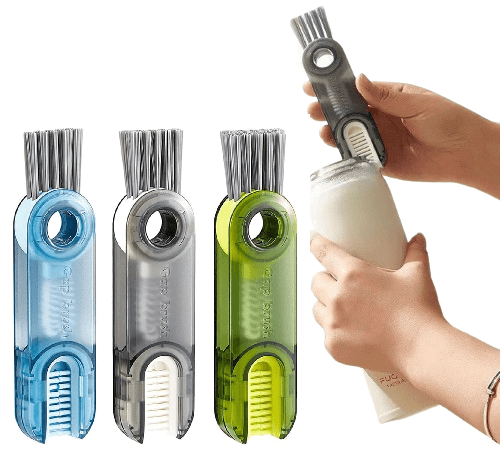 Dubkart Kitchen accessories 3 PCS Cleaning Brush 3in1 Set for Cups Lids Bottles