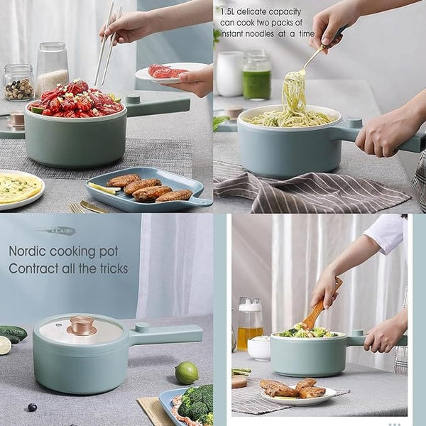 Dubkart Kitchen accessories DUBKART 1.5L Mini Portable Electric Pan Electric Hot Pot 600W Non-Stick Rapid Multi-Cooker with Lid 2 Modes Temperature Control