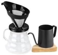 Dubkart Kitchen accessories DUBKART Pour Over Coffee Maker Set Black/Clear/Brown 25 x 10 x 22cm