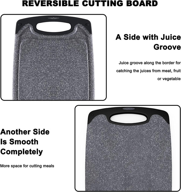 Dubkart Kitchen accessories Set of 3 Kitchen Cutting Chopping Board with Non-Slip Feet & Juice Grooves