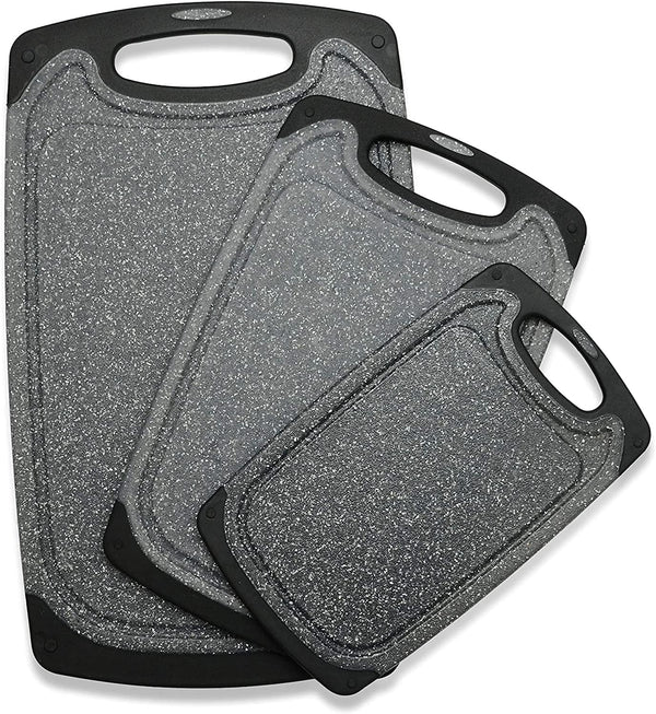 Dubkart Kitchen accessories Set of 3 Kitchen Cutting Chopping Board with Non-Slip Feet & Juice Grooves