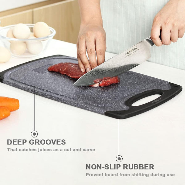 Dubkart Kitchen accessories Set of 3 Kitchen Cutting Chopping Board with Non-Slip Feet & Juice Grooves