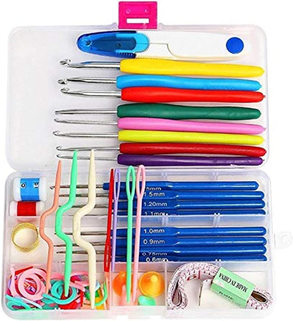 Dubkart Knitting Crochet Hooks Needles Tool Set 16 Sizes with Case